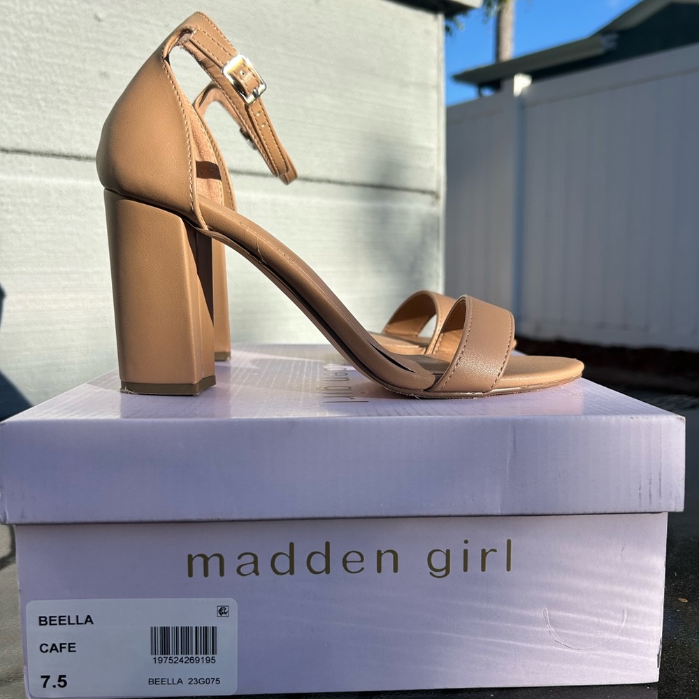 Madden Girl Bella Tan Block Heel Sandals